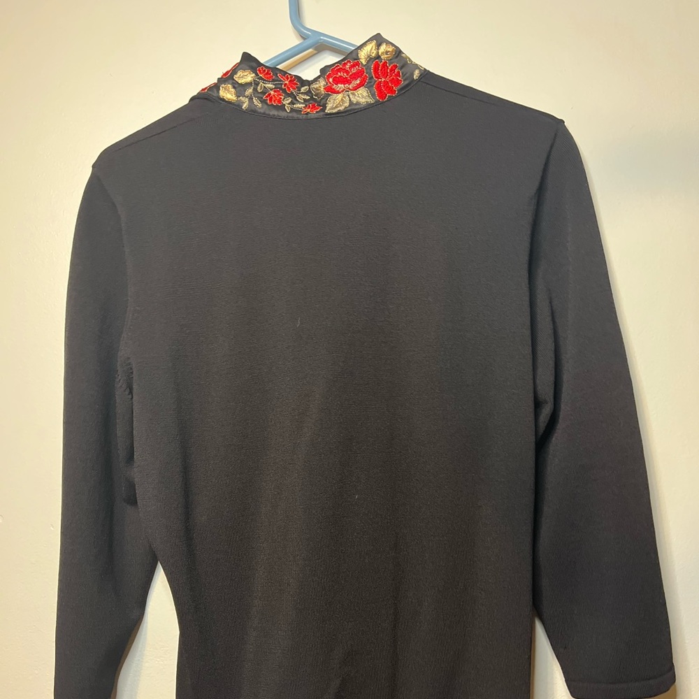 INC size large black shirt with red floral detailed collar